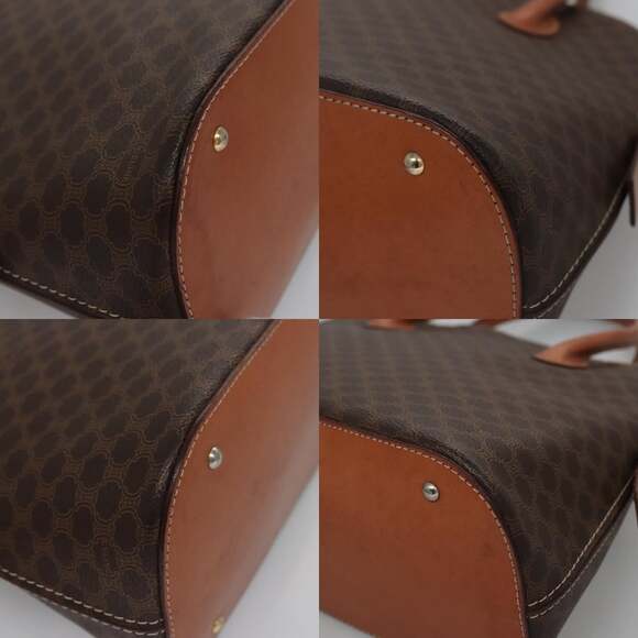 CELINE Macadam Canvas Hand Bag Pvc Leather Brown Gold - Picture 10 of 13